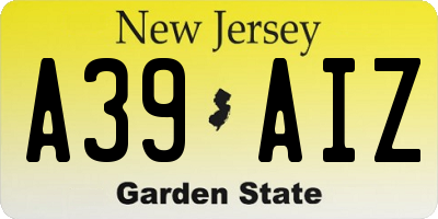 NJ license plate A39AIZ