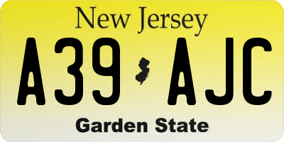 NJ license plate A39AJC