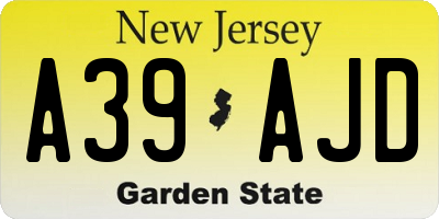 NJ license plate A39AJD