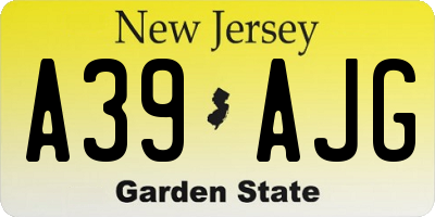 NJ license plate A39AJG
