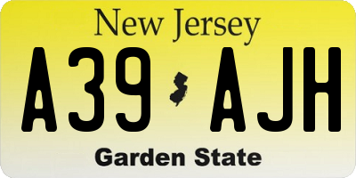 NJ license plate A39AJH