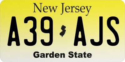 NJ license plate A39AJS