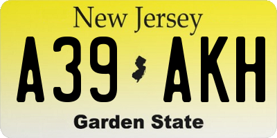 NJ license plate A39AKH