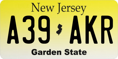 NJ license plate A39AKR