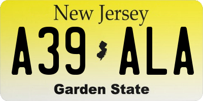 NJ license plate A39ALA