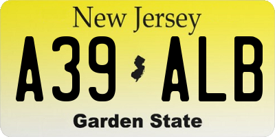 NJ license plate A39ALB
