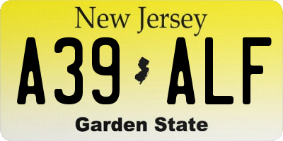 NJ license plate A39ALF