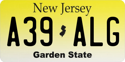 NJ license plate A39ALG