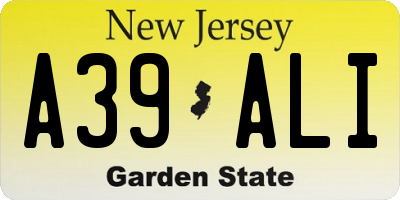 NJ license plate A39ALI