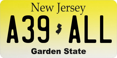 NJ license plate A39ALL