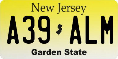 NJ license plate A39ALM