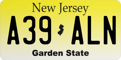NJ license plate A39ALN
