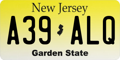 NJ license plate A39ALQ