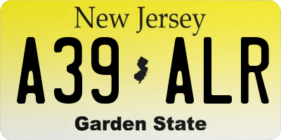 NJ license plate A39ALR