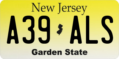NJ license plate A39ALS