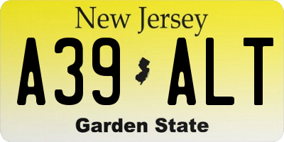 NJ license plate A39ALT