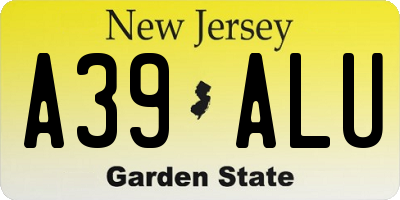 NJ license plate A39ALU