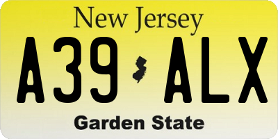 NJ license plate A39ALX