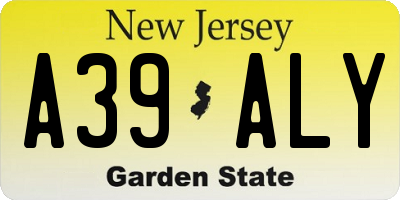 NJ license plate A39ALY