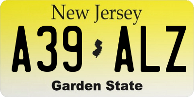 NJ license plate A39ALZ