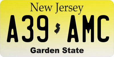 NJ license plate A39AMC