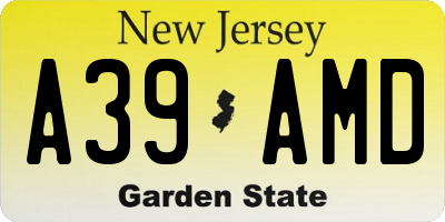 NJ license plate A39AMD