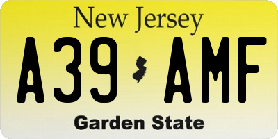 NJ license plate A39AMF
