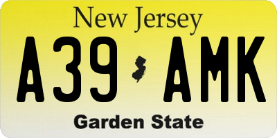 NJ license plate A39AMK