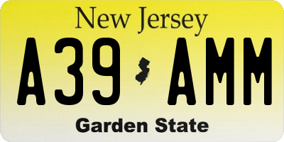 NJ license plate A39AMM
