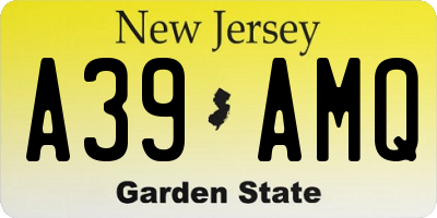 NJ license plate A39AMQ