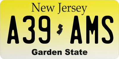NJ license plate A39AMS