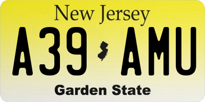 NJ license plate A39AMU