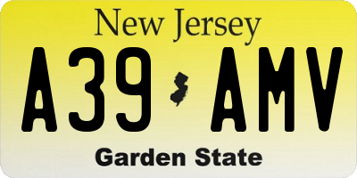NJ license plate A39AMV