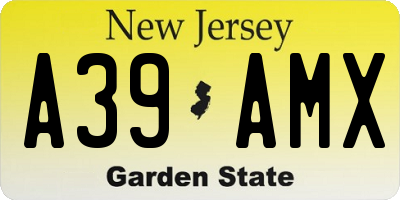 NJ license plate A39AMX