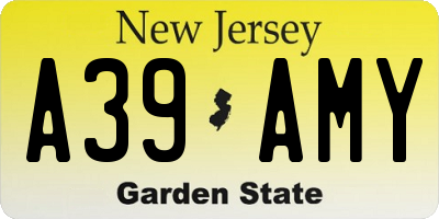 NJ license plate A39AMY
