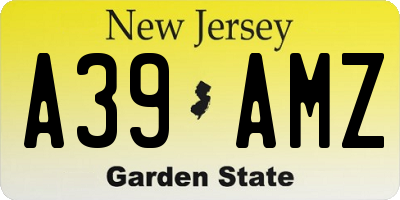 NJ license plate A39AMZ
