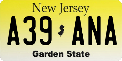NJ license plate A39ANA