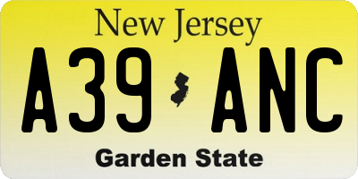 NJ license plate A39ANC