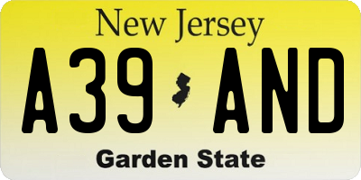 NJ license plate A39AND