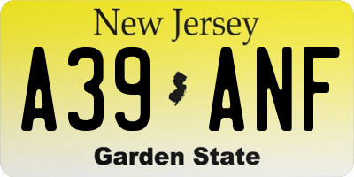 NJ license plate A39ANF