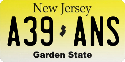 NJ license plate A39ANS