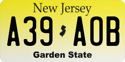 NJ license plate A39AOB