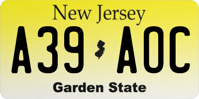 NJ license plate A39AOC