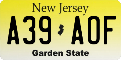 NJ license plate A39AOF