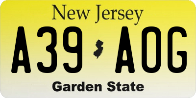NJ license plate A39AOG