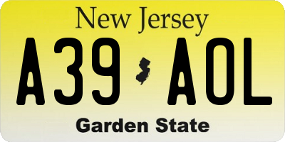 NJ license plate A39AOL