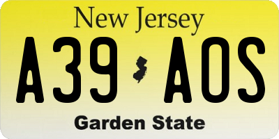 NJ license plate A39AOS