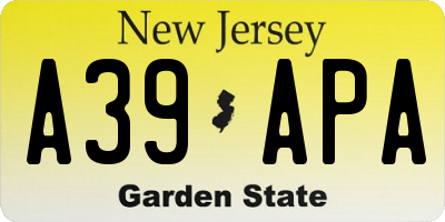 NJ license plate A39APA