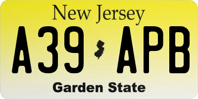 NJ license plate A39APB