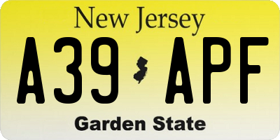NJ license plate A39APF